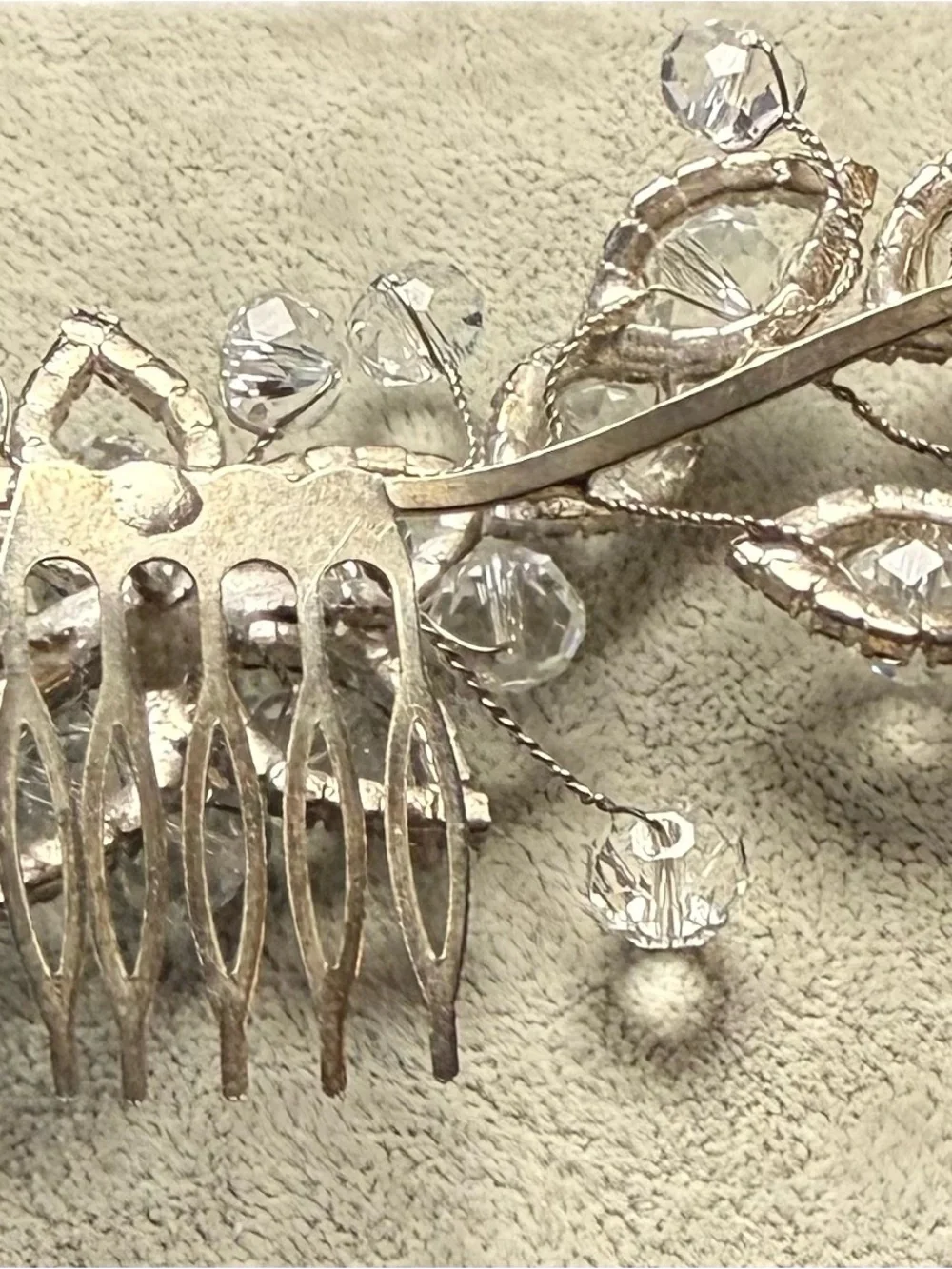 Crystal Floral Bridal Hair Comb - Silver Tone
